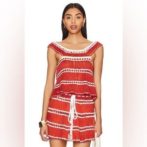 My Beachy Side Crochet Striped Top in Gold Flame, NWT